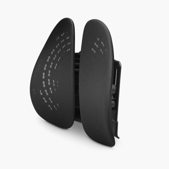 Coussins lombaires ergonomiques avec un gros plan du coussin lombaire Kensington SmartFit® Conform™.