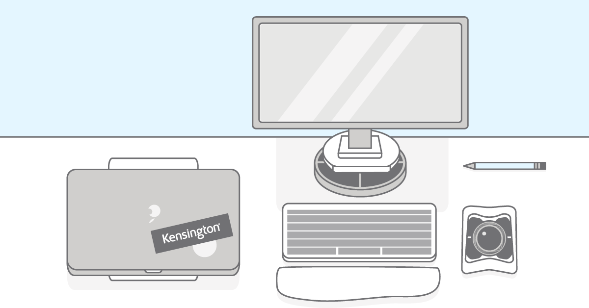Illustration of Kensington products including trackball