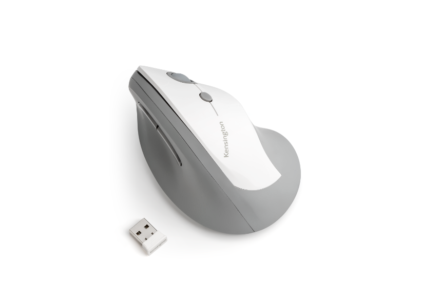 Pro Fit® Ergo Vertical Wireless Mouse-Gray on white background