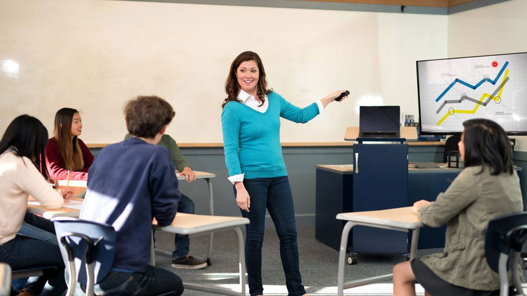 Teacher presenting in front of class