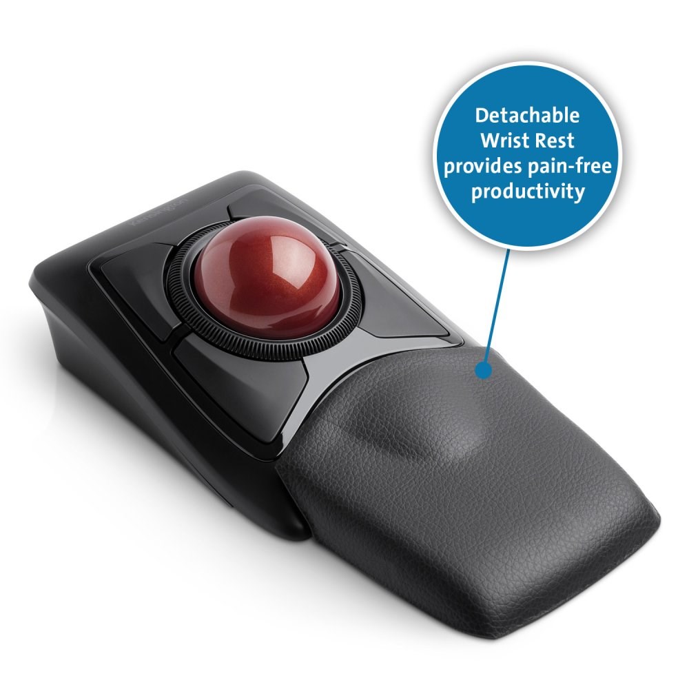 A Kensington Expert Mouse® Wireless Trackball with a detachable wrist rest