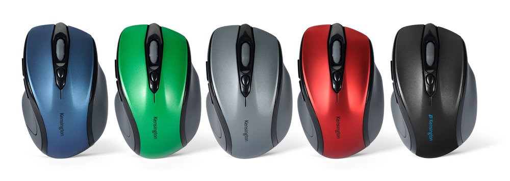 The five different colors of the Kensington Pro Fit® Wireless Mid-Size Mouse