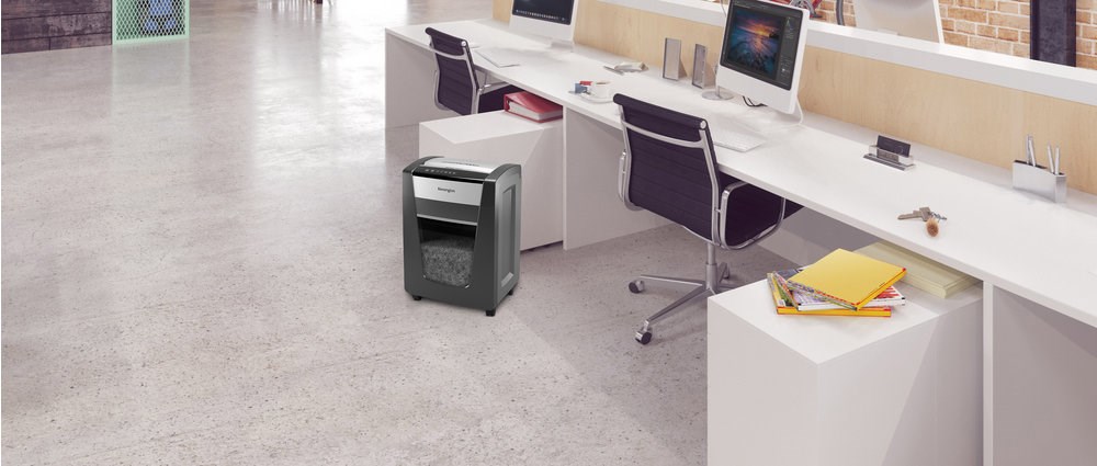 A Kensington paper shredder in an office environment