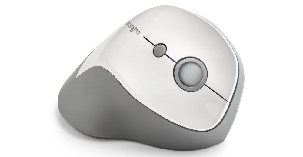 A Kensington Pro Fit® Ergo Vertical Wireless Mouse in white