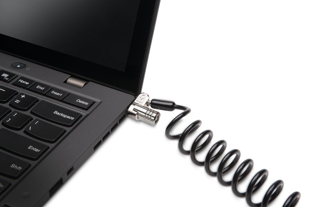 Laptop with an Kensington security lock attached