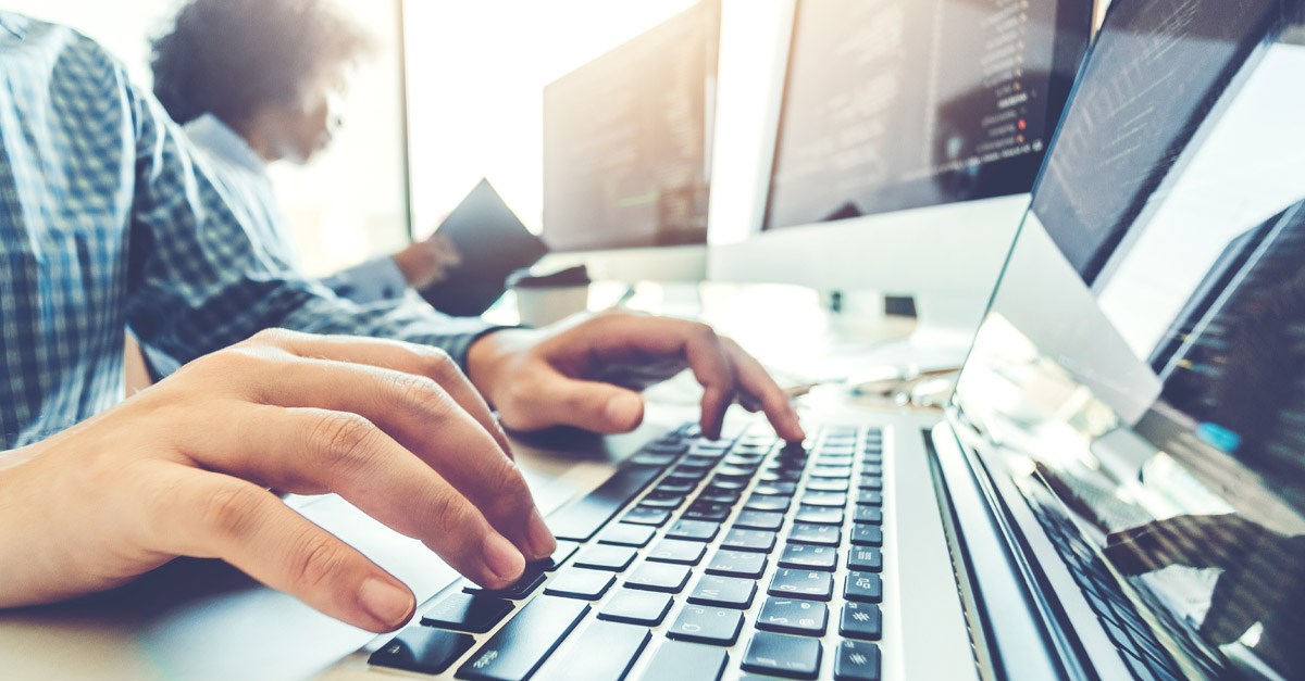 Person working on a laptop