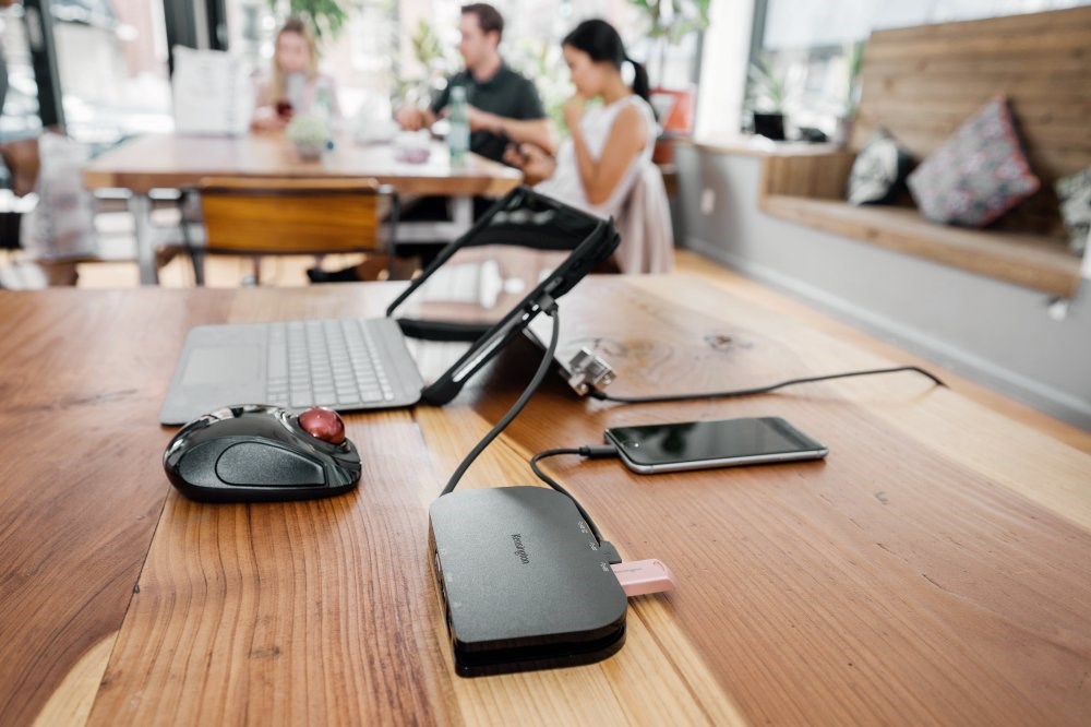 Tablet connected to a Kensington USB-C Mobile Docking Station