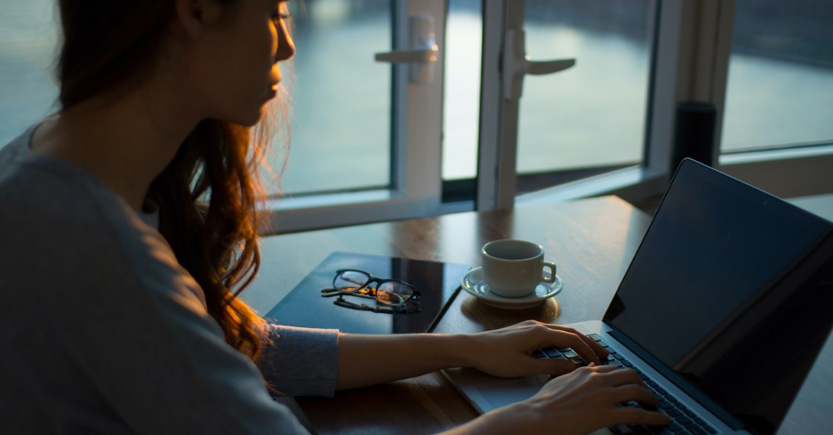 Woman working on a laptop