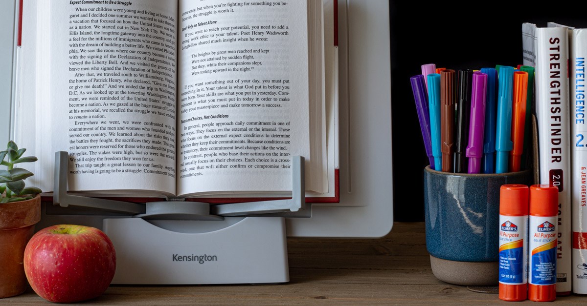 Learning space with Kensington Book Holder