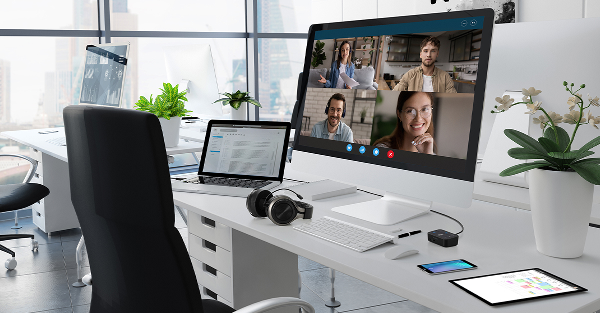 Desktop computer top headset