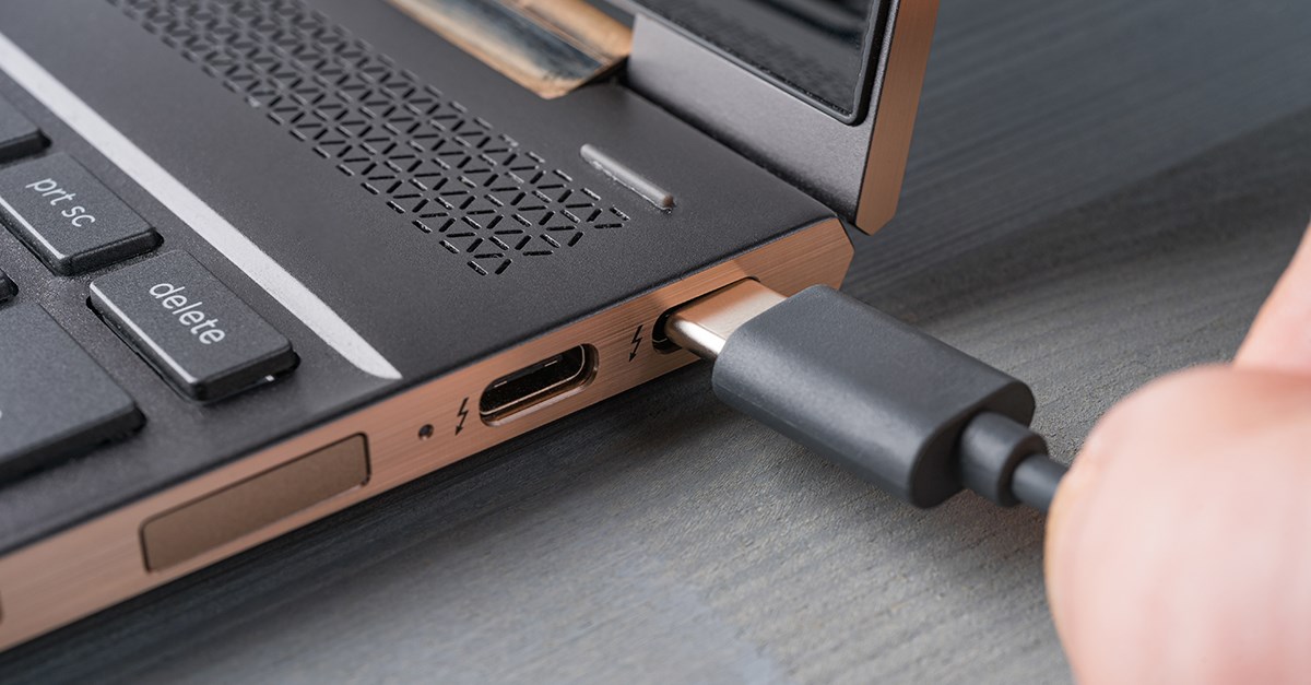 Laptop with USB-C port.