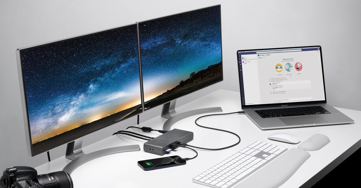 Dual 6K connected to a MacBook Pro with a Kensington SD5780T Thunderbolt 4 dock
