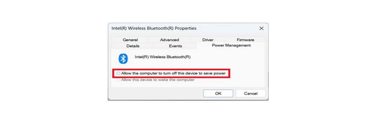 Klik op het tabblad Energiebeheer. Als u wilt dat Bluetooth doorgaat met stroomvoorziening in de slaapstand, vinkt u 'Toestaan dat de computer dit apparaat uitschakelt om stroom te besparen' uit.