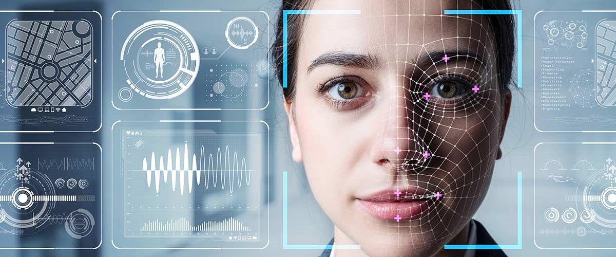 Technology scanning a human face.