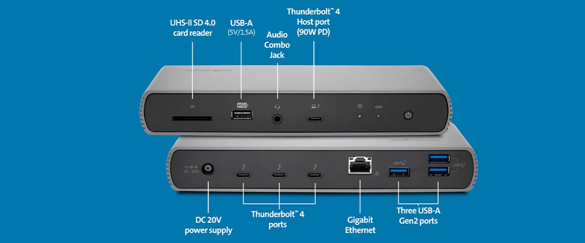 Specification for the ports on the SD5700T Kensington docking station.