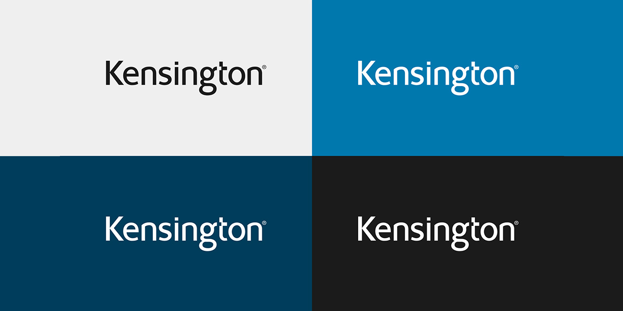 Kensington logo on different colors.