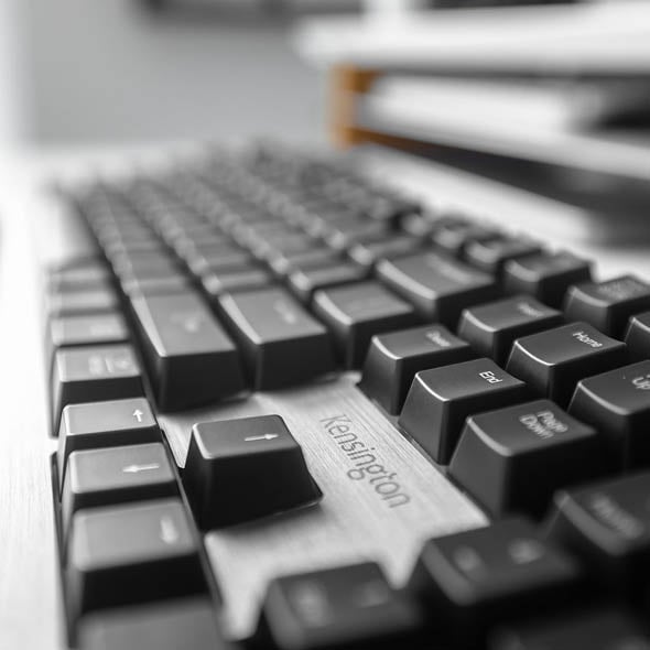 Side view closeup of the Kensington Mechanical Keyboard
