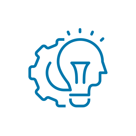 Icon of gear and lightbulb