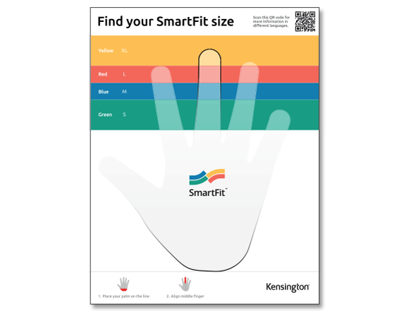 SmartFit™ hand chart showing different height settings