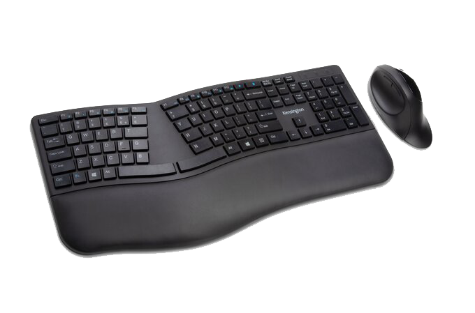 Pro Fit® Ergo Wireless Keyboard and Mouse on grey background