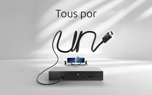 Plusieurs appareils connectés à une station d'accueil Kensington.