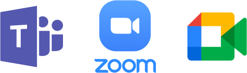 Icônes Microsoft Teams, Zoom et Google Meet
                                