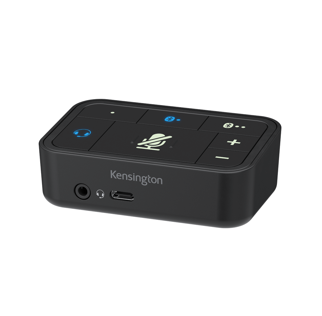 Commutatore audio universale 3 in 1 Pro Kensington con Bluetooth e spia a LED delle cuffie accesa
                                