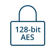 128-bit AES government-grade encryption security Logo