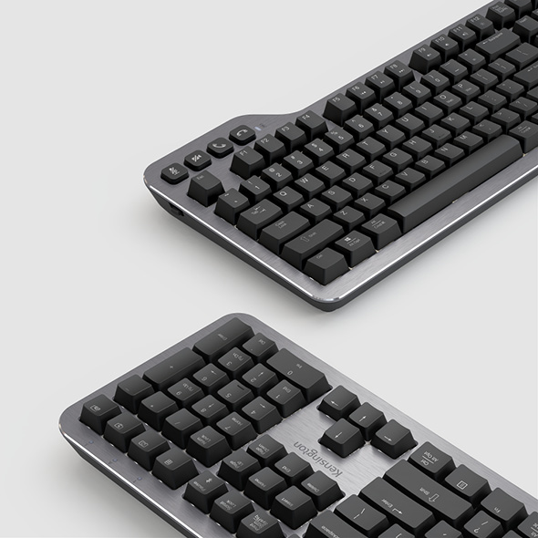 Two Kensington Mechanical Keyboards on grey background