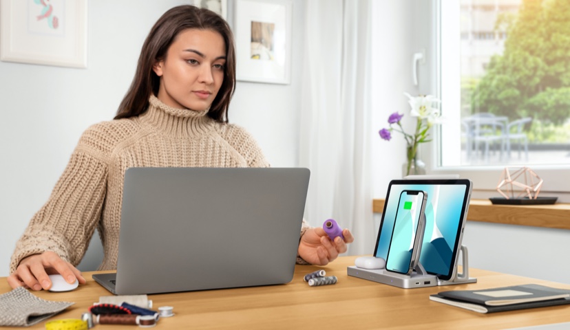 woman using computer next to StudioCaddy small