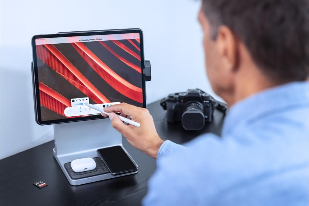 man using Apple Pencil on StudioDock