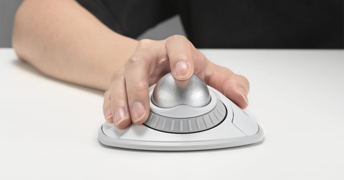 Orbit Wireless Trackball with Scroll Ring on desk