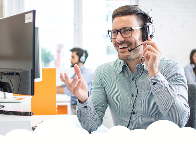 Man talking on headset