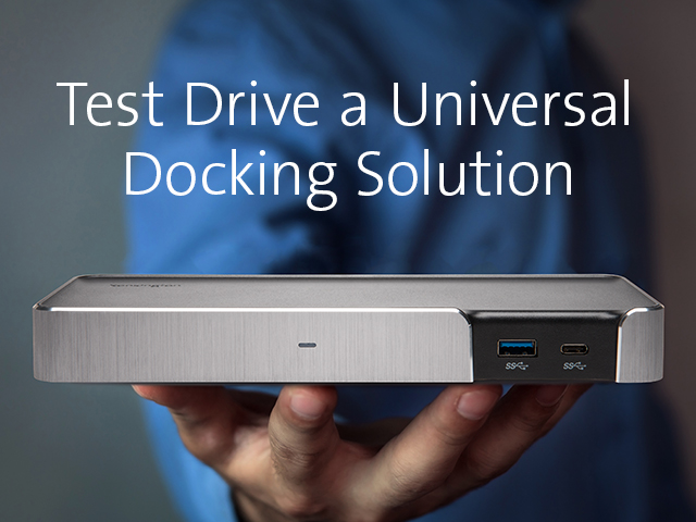 Person holding docking station