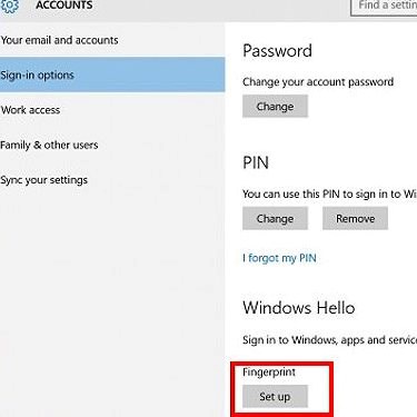 Windows 10 Fingerprint Registration step 3
