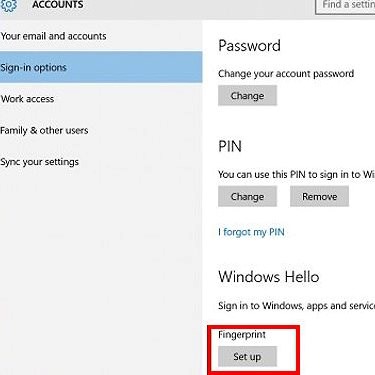 Enregistrement d'empreintes digitales Windows 10 étape 3