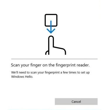 Enregistrement d'empreintes digitales Windows 10 étape 6
