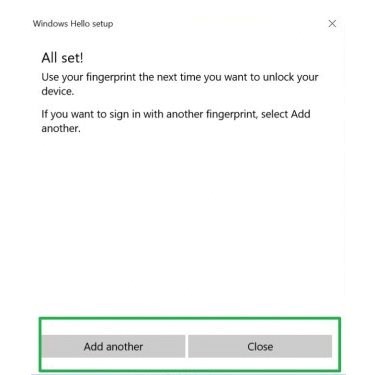 Enregistrement d'empreintes digitales Windows 10 étape 7