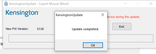Pop up message notifying that the software has been updated