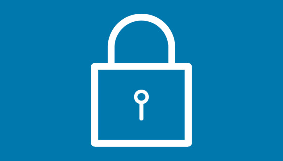 white lock icon on blue background