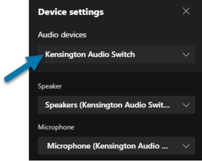 Speaker and microphone settings screenshot
