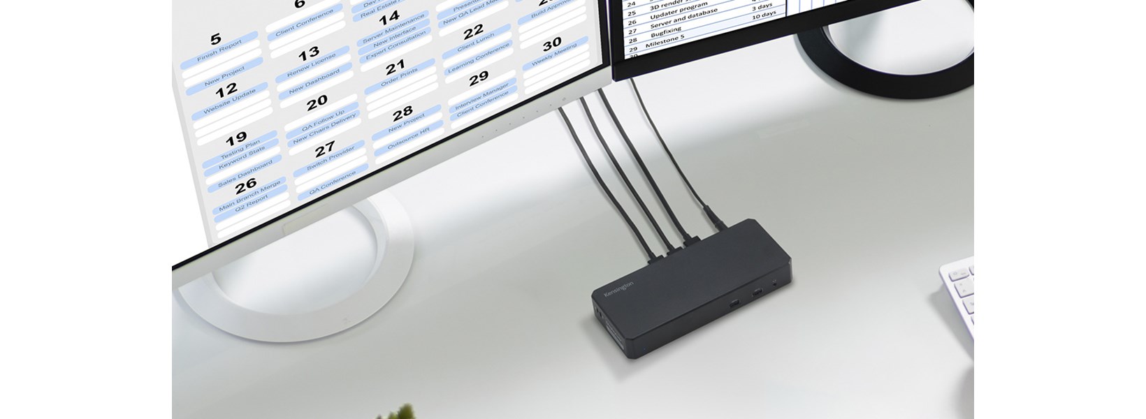 Desk with monitor showing calendar and connected the SD4760P.