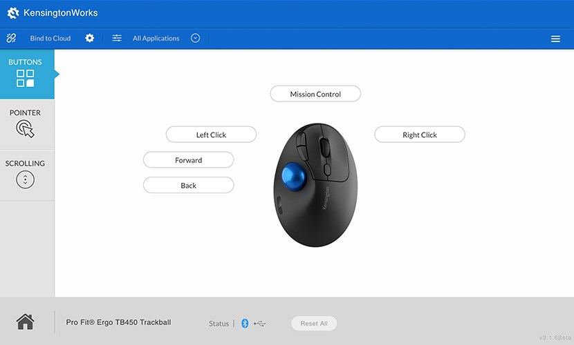 TB450 Trackball configuraton using kensingtonworks software.