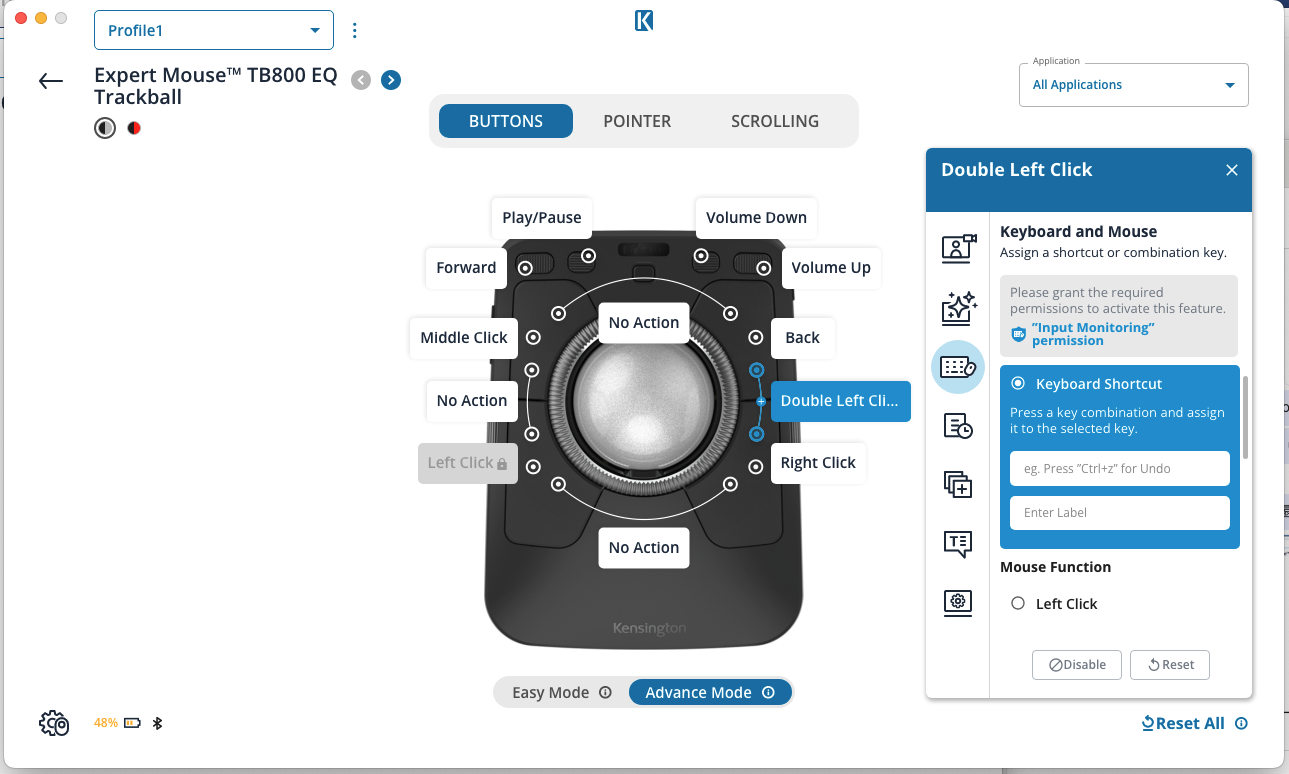Instructions to setup input monitoring position