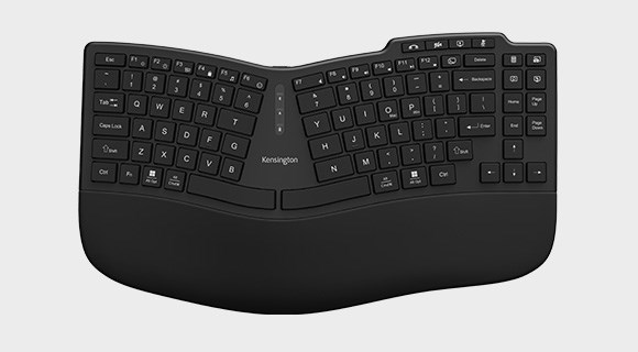 Pro Fit™ Ergo KB675 EQ TKL Rechargeable Keyboard on white background.