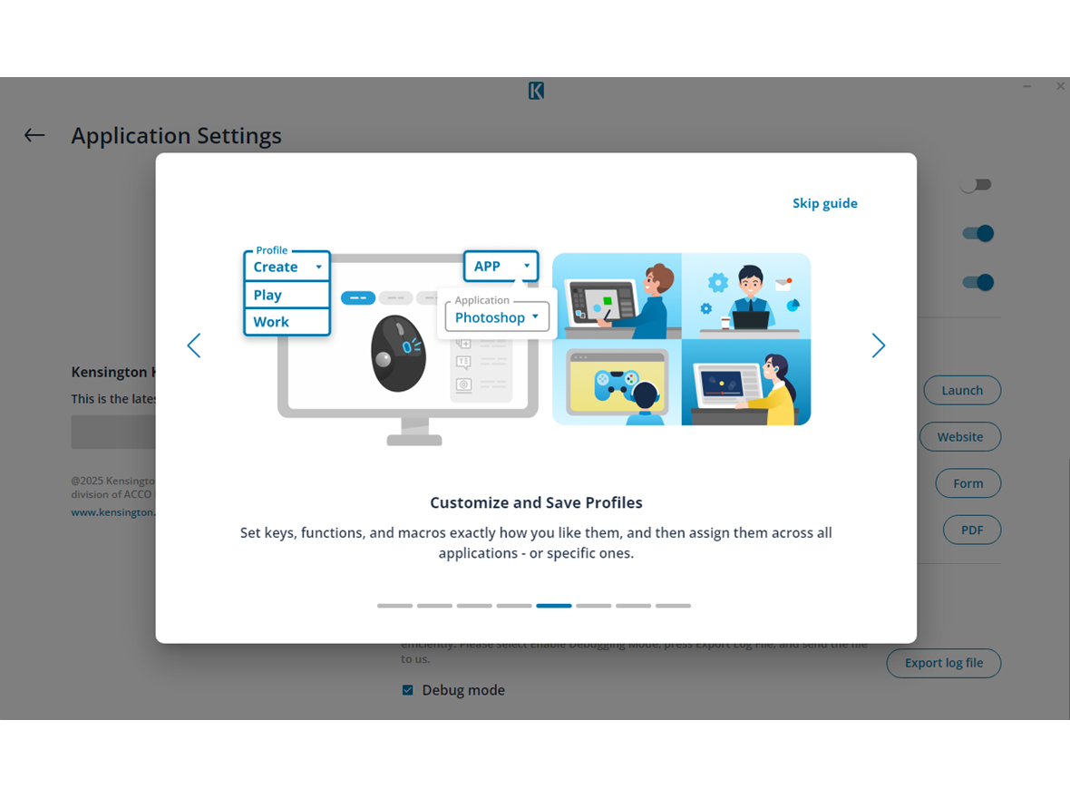Screen Shot from the Kensington Konnect profiles settings.
