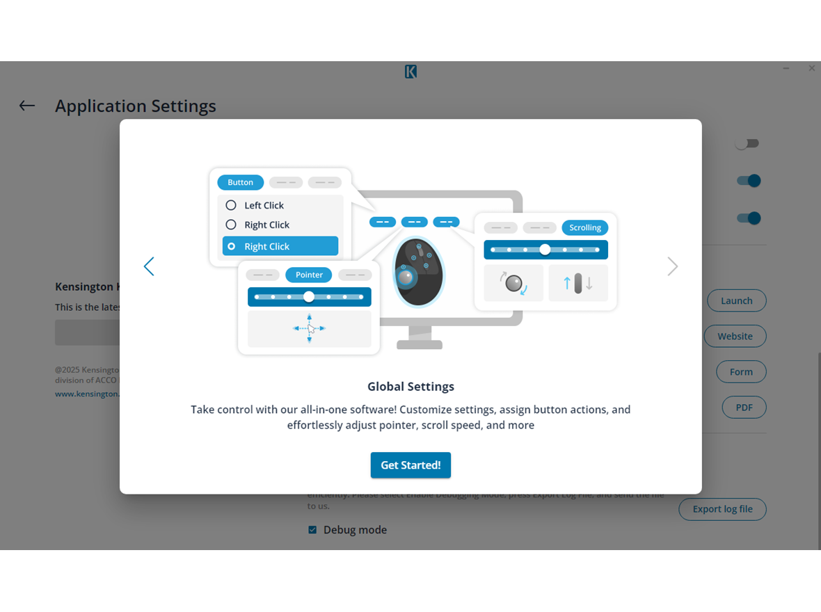 Screen Shot from the Kensington Konnect preview settings.