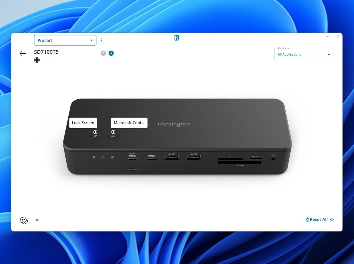 Screen Shot from the Kensington Konnect software settings.