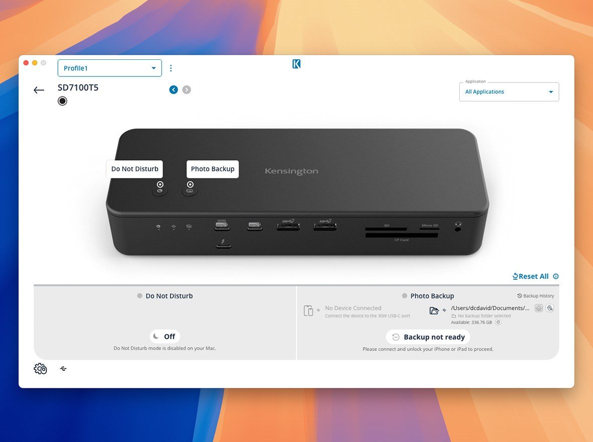 Screen Shot from the Kensington Konnect profiles settings.