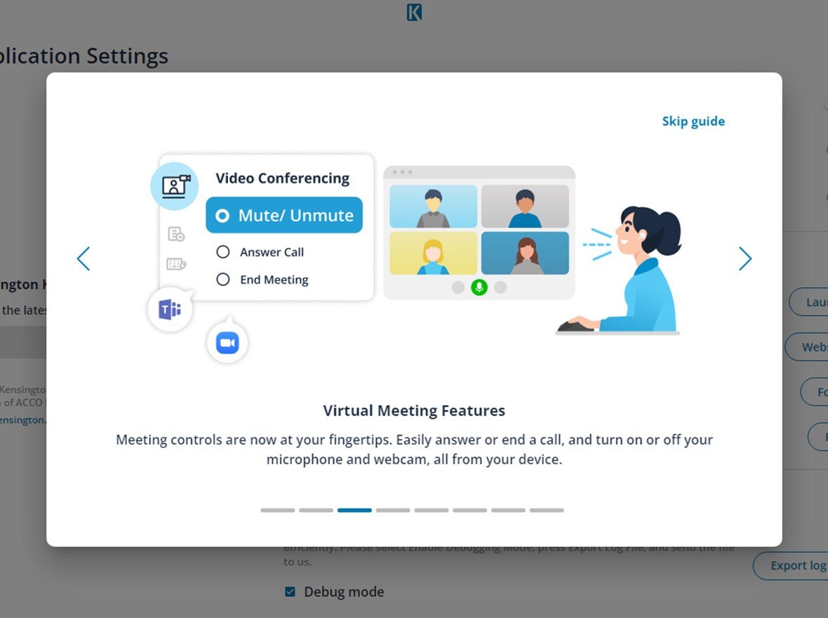 Screen Shot from the Kensington Konnect customize settings.